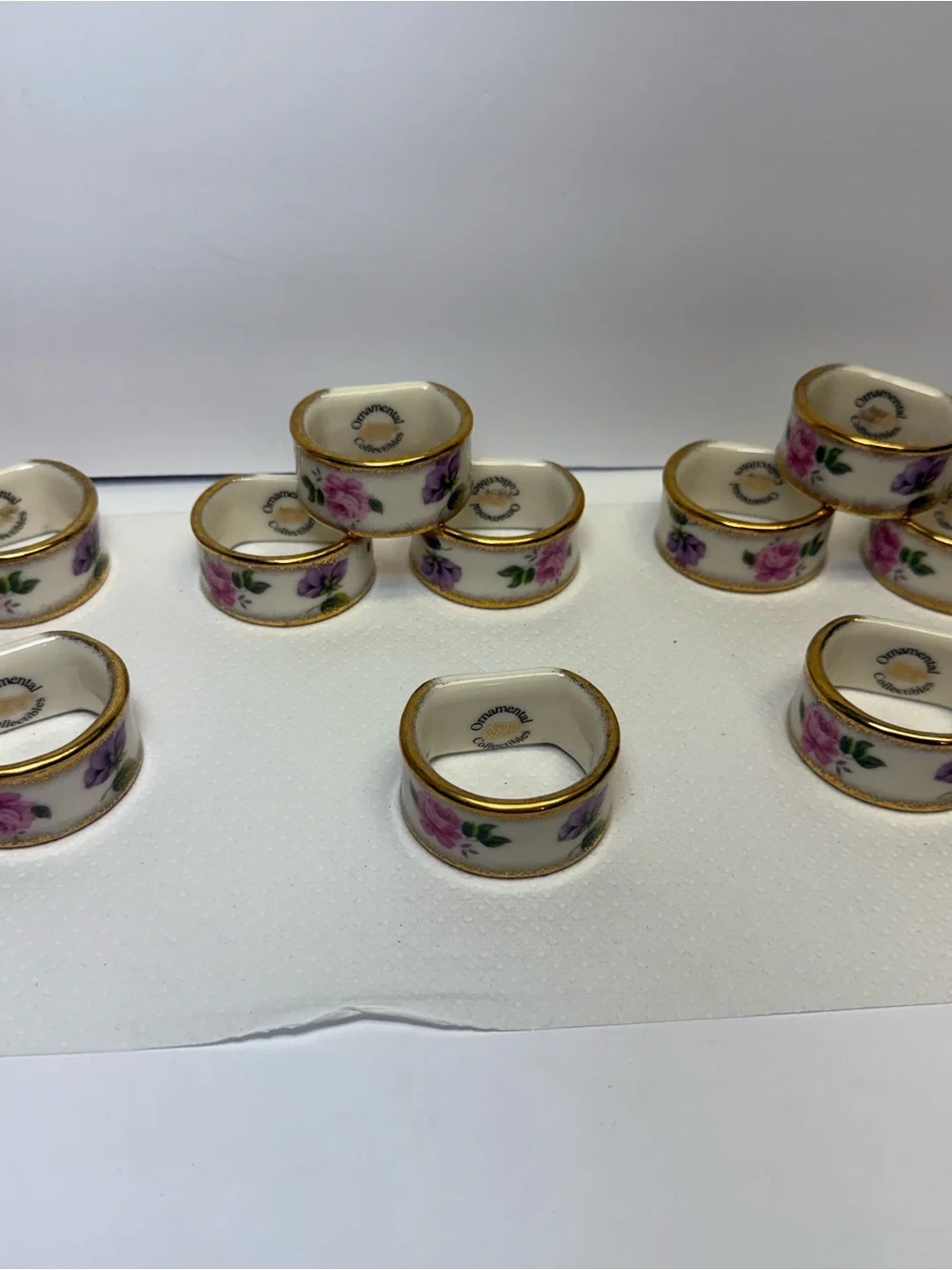 Set of 12 Ornamental Collectibles Fine China Napkin Rings